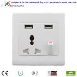House Decoration Classic White Wall Mount Switched Electric Outlet with Two USB Adapter