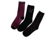 Women Sock with Jacquard and Silver Yarn Htw09