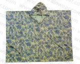 Minitary Camouflage Polyester Poncho with PVC Coating