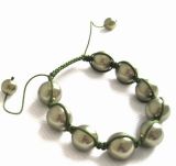 Fashion Shell Pearl Shamballa Bracelet, Made of Shell Pearls and Cotton String, Hbl-10003