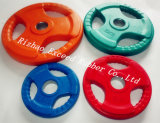Fitness Equipment Bodybuilding Exercise Tri-Grip Colorful Rubber Coated Plate