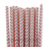 Disposable Peach Chevron Paper Straw for Wedding Party Decoration