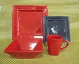 16PCS Square Embossed Colored Glaze Stoneware Dinnerset Dinnerware/Tableware/Ceramic/Crockery/Single Item Package Available
