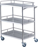 Stainless Steel Treatment Trolley with Three Shelves for Medical