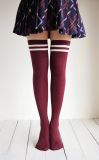 Womens Girls Cotton Cable Stripe Socks Stocking (TA200)