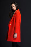 Women's Winter Coat/Notched Lapel Wool Blend Coat/Cashmere Coat