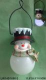 Polyresin/Glass Ball Snowman Solar Light Christmas Decoration