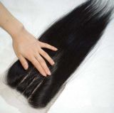 Brazilian Virgin Hair Silk Straight Human Hair 3 Part Lace Closure