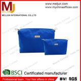 Blue Nylon Customized Metal Logo Polyester Toiletry Case Foldable Travel Cosmetic Bag Polyester Toiletry Case