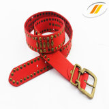 Fashion Punk Style Lady Red Rivet Leather Belt (HJ15038)