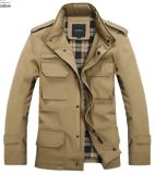 Military Pure Cotton Washing Jacket Pockets Decorate European Style Long Coat Casual Jacket Plus Size for Men