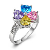 Lucky Leaf Designed Multi-Color CZ Jewellery Ring
