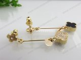 Manzer 2014 Fashion Gold Clover Earrings with CZ Stone (YEA13000119)