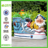 New Arrival Resin Dwarf on Boot Urn (NF360074-1)