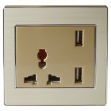 Parlor Wall Power Socket with 2400mA USB Charger (UK/BS)