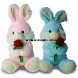Stuffed Easter Rose Pink and Blue Bunnies Toys