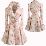 Lady's Swing Dress Floral Coat Jacket in Winter (HGS1745)