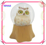 Polyresin Animal Owl Figure Snow Water Globe Souvenir