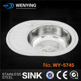 Hot Sale in Russia Oval Shape Stainless Steel Sink with Drainboard