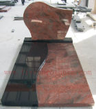 Black with Red Natural Granite Stone Tombstone