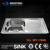 Undermount Stainless Steel Dish Wasing Trough with Single Deep Bowl and Drainboard