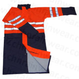 Orange Color One-Piece Raincoat with Reflective Strip for Roadway