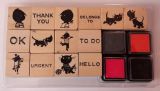 Wooden Rubber Stamp and Ink Pad