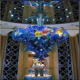 Blue Murano Glass Platter Lighting for Hotel Decoration