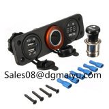 12-24V Car Dual USB Charger Adapter Sockets+ Voltmeter+Cigarette Lighter
