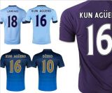 Player Version Top Thai Soccer Jerseys Men 14 15 Kun Aguero Toure Yaya Purple 2015 Lampard Football Shirt Camisetas De Futbol