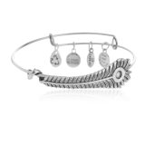 Fahison Feather Style Silve Plating Bangle