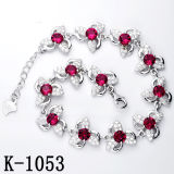 925 Sterling Silver Muticolor CZ Jewellery Bracelet (K-1053)
