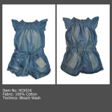 Girls' Cotton One-Piece Dress, Children's Embrodered Jeans Wear (HCK016)