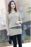 Lady Knitted Long Pullover Sweater Fashion Garment (ML12022)