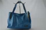 Elegant Simple Design Lady Satchel Bag Real Leather Bag Contrast Color Handbag