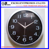 Silver Frame Logo Printing Round Plastic Wall Clock (Item12)