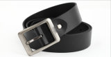 Men's Black Genuine Leather Belt with 3.8cm Width
