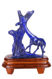 Natural Lapis Lazuli Carved Deer Carving #Ah08, Exquisite Home Decoration