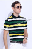 100% Mercerized Cotton Short Sleeves Color Striped Men's Polo Shirt/Polotee/Polo T-Shirt