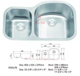Double Bowl Stainless Steel Sink for Kitchen (D62)