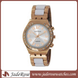 New Fashion Rosegold White Band Wrist Watch for Lady