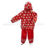 Red Hooded Cartoon PU Rain Jacket/Raincoat