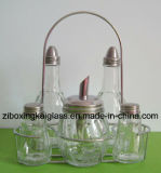 Clear Glass Spice Jar & Oil Bottle with Rack