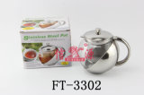 Stainless Steel Round Glass Tea Pot (FT-3302-XY)