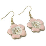 Fashion Jewelry Metal Flower Drop Earrings with Epoxy and Nickel-Free Gold Plating, Her-10777