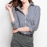Women's 3/4-Sleeve Tattersall Pure Cotton Shirt (WXW217)
