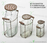 Glass Candle Holder with Metal Lid Nice Bottles