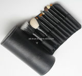 High Quality 8PCS Black Cosmetic Brush Set with Roll Cup Holder