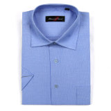 Blue Color Small Stripes Man Short Sleeve Cotton Shirts