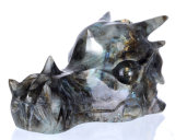 Natural Labradorite Stone Carved Dragon Skull Carving #4o26, Rare Gemstone